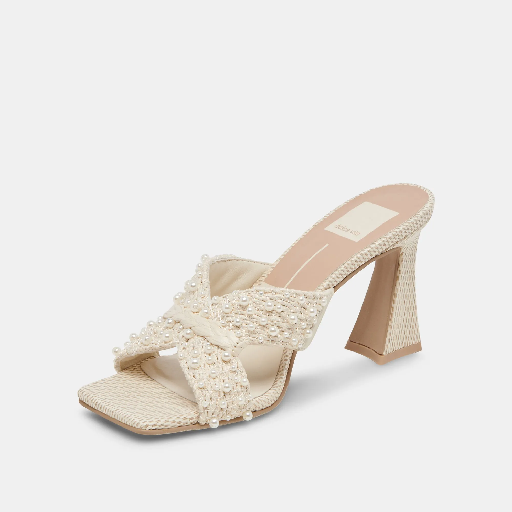 NITRO PEARL HEELS VANILLA RAFFIA