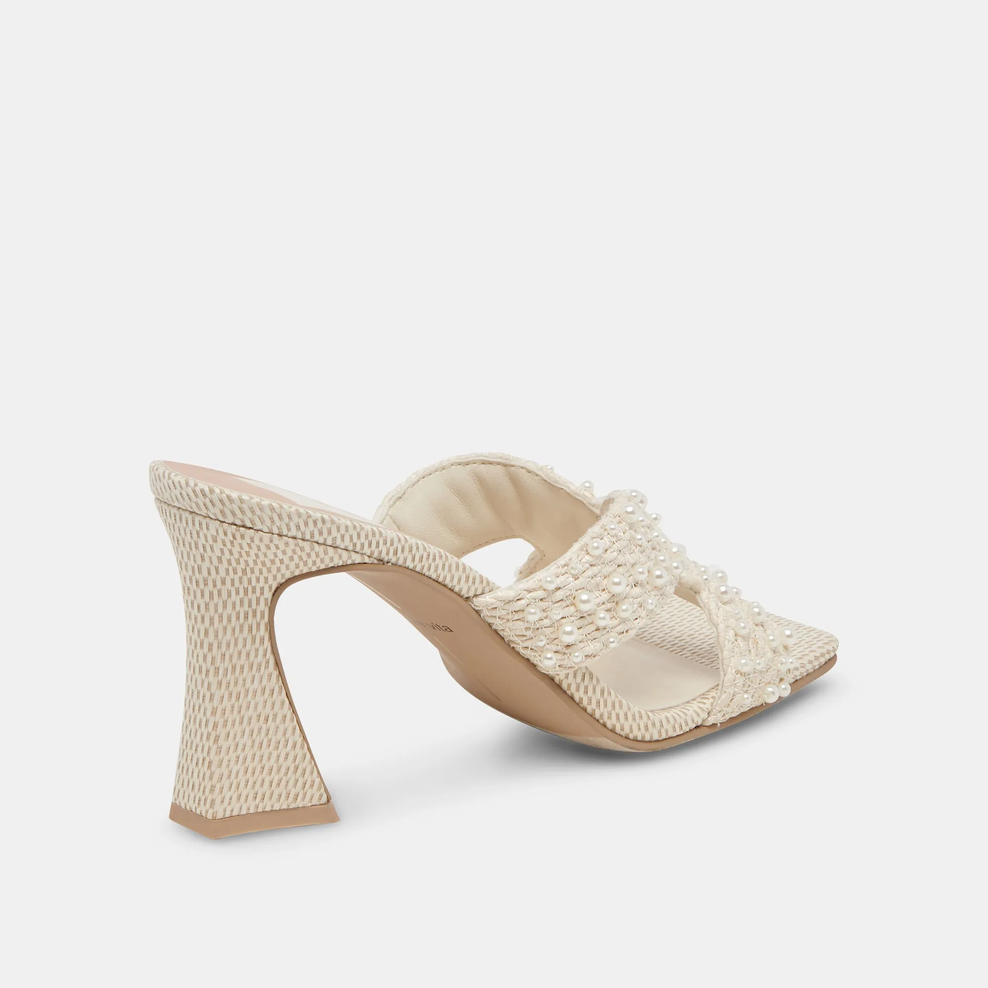 NITRO PEARL HEELS VANILLA RAFFIA