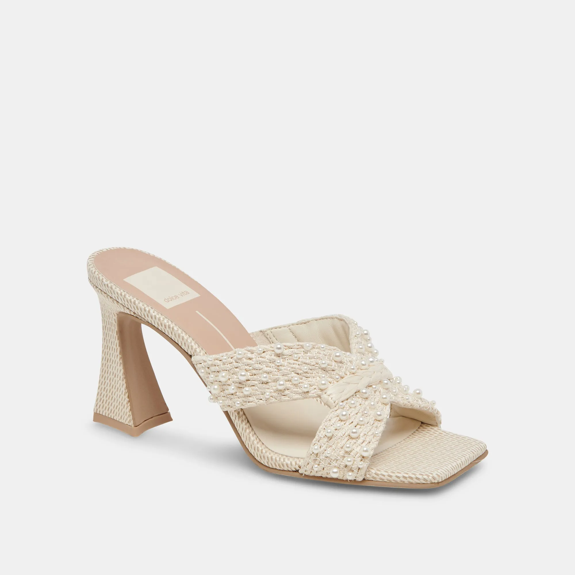 NITRO PEARL HEELS VANILLA RAFFIA