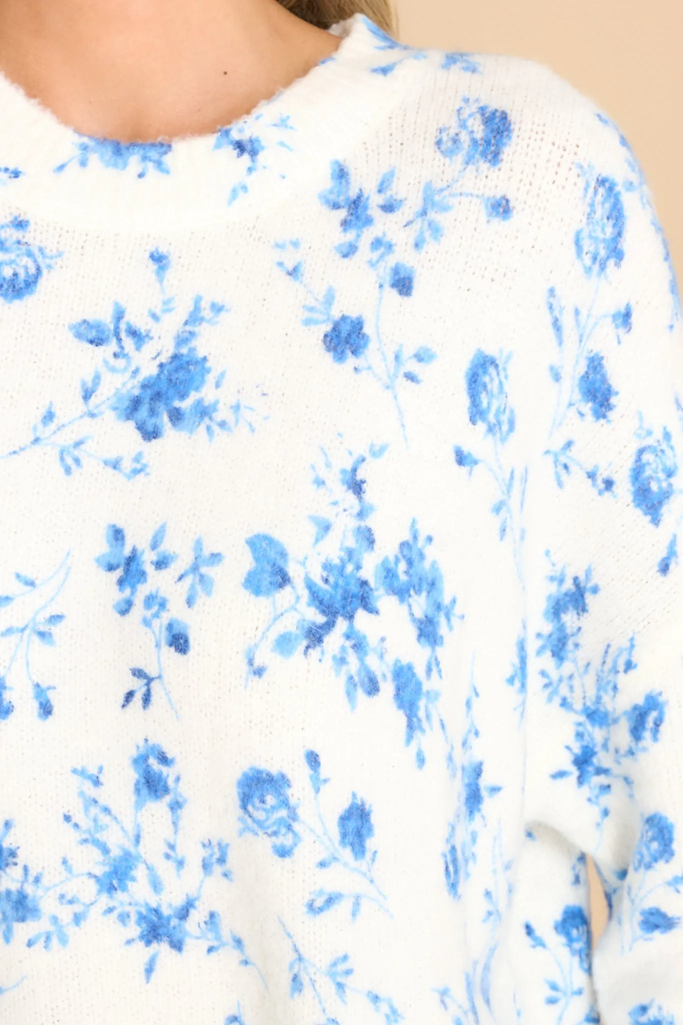 Oh So Wonderful Blue Floral Print Sweater