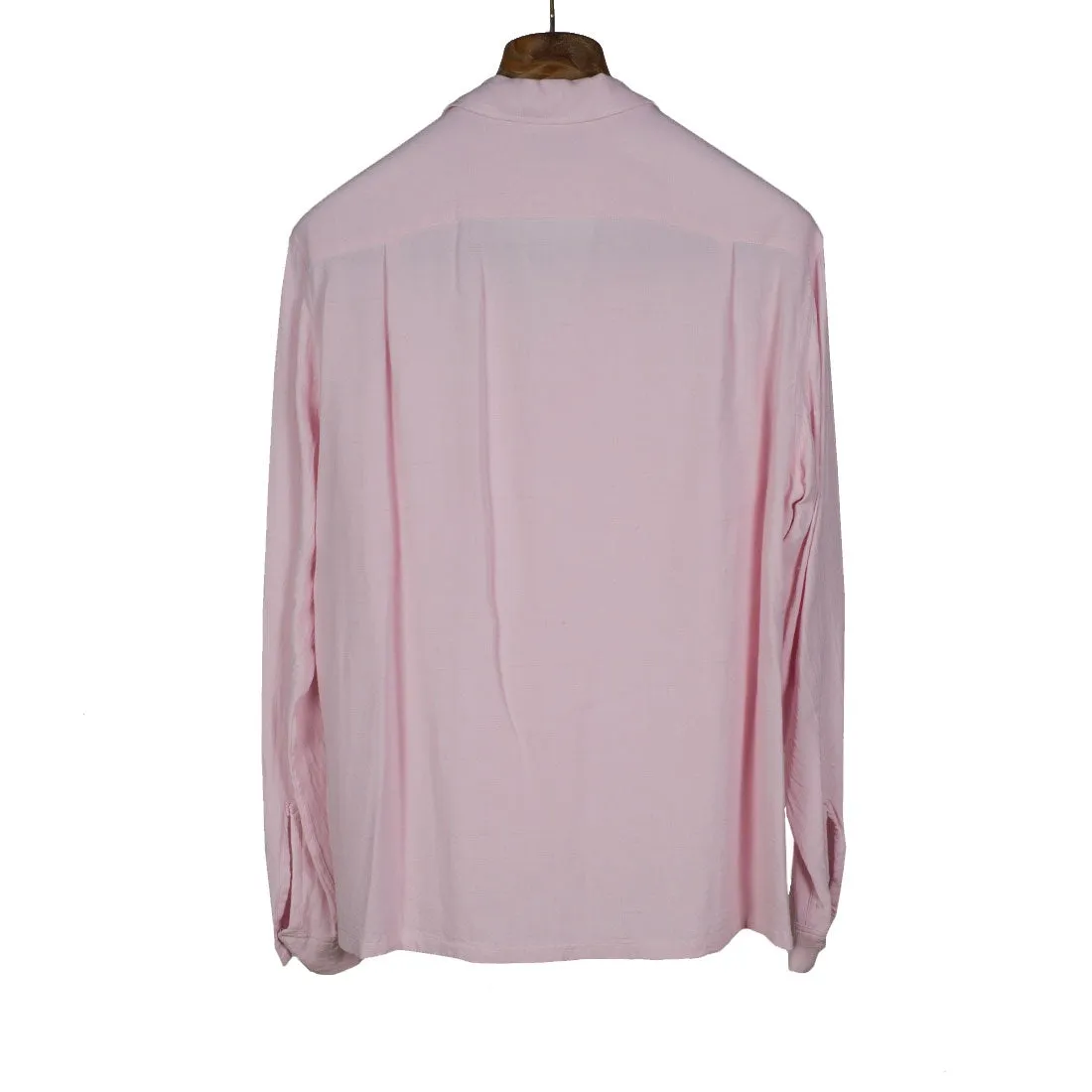 Open collar shirt in pale pink gauzy rayon