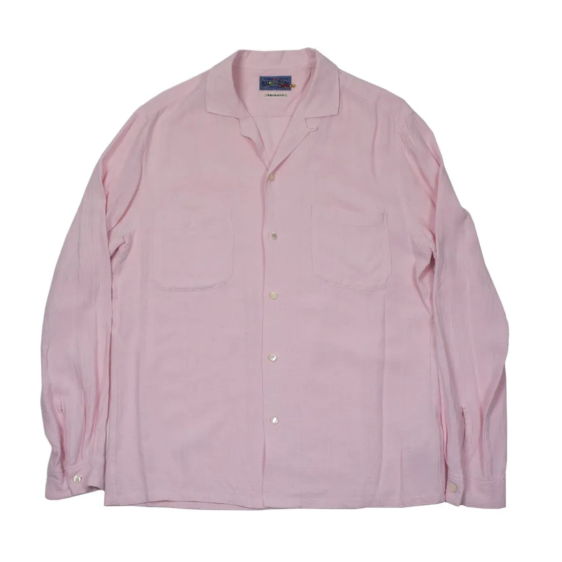 Open collar shirt in pale pink gauzy rayon