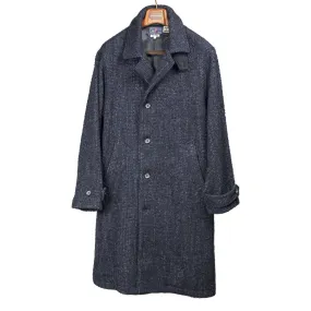 Overcoat in navy Roving tweed wool