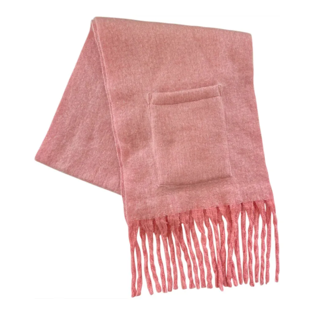 Oversized Fringe Scarf with Pocket