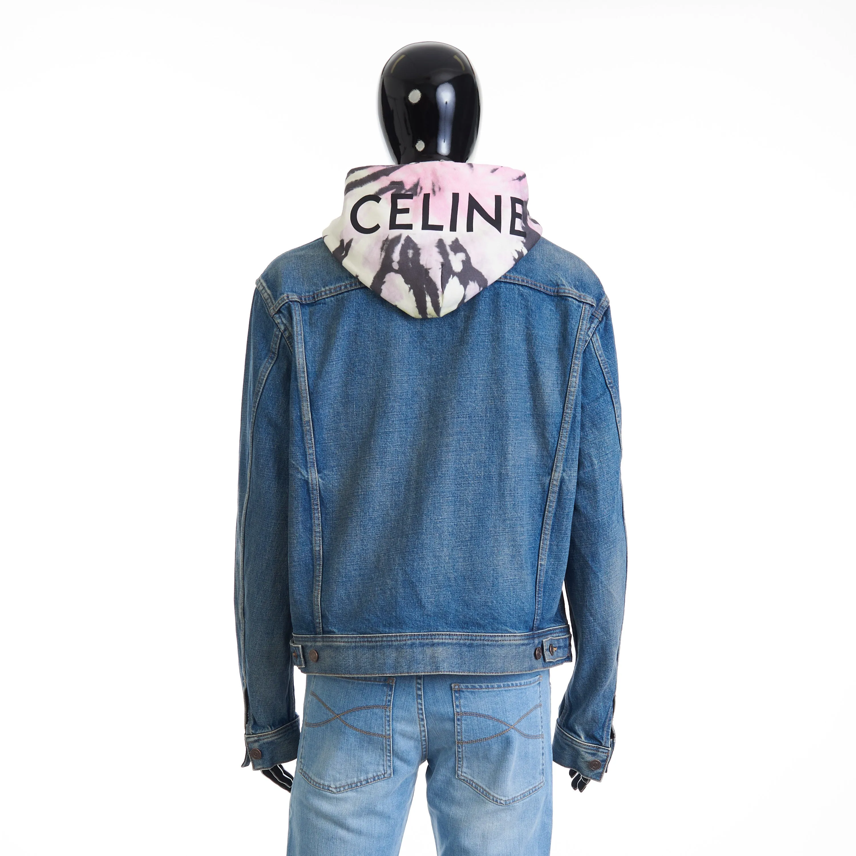 Oversized Hooded Trucker Jacket - Union Wash Blue Denim, Logo