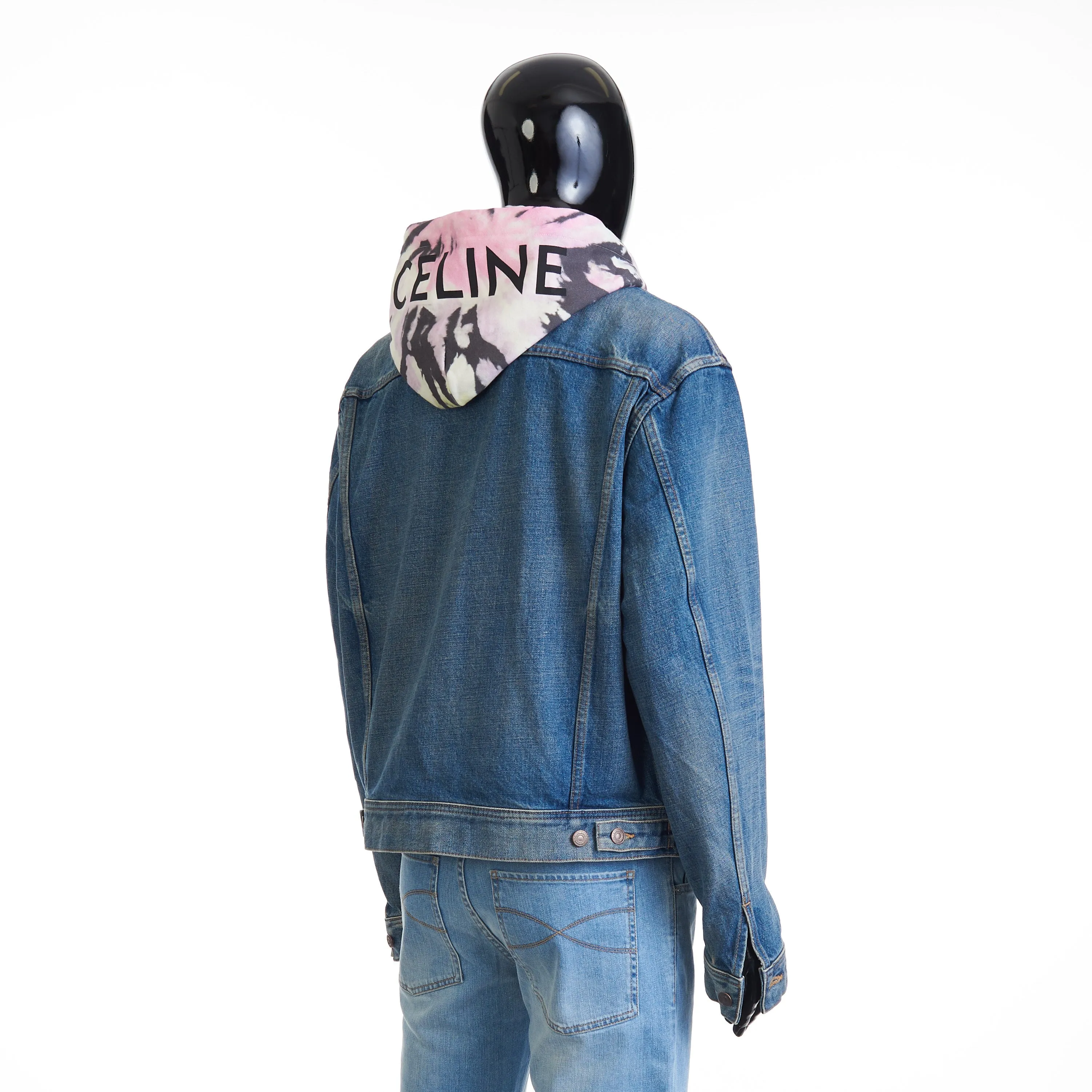 Oversized Hooded Trucker Jacket - Union Wash Blue Denim, Logo