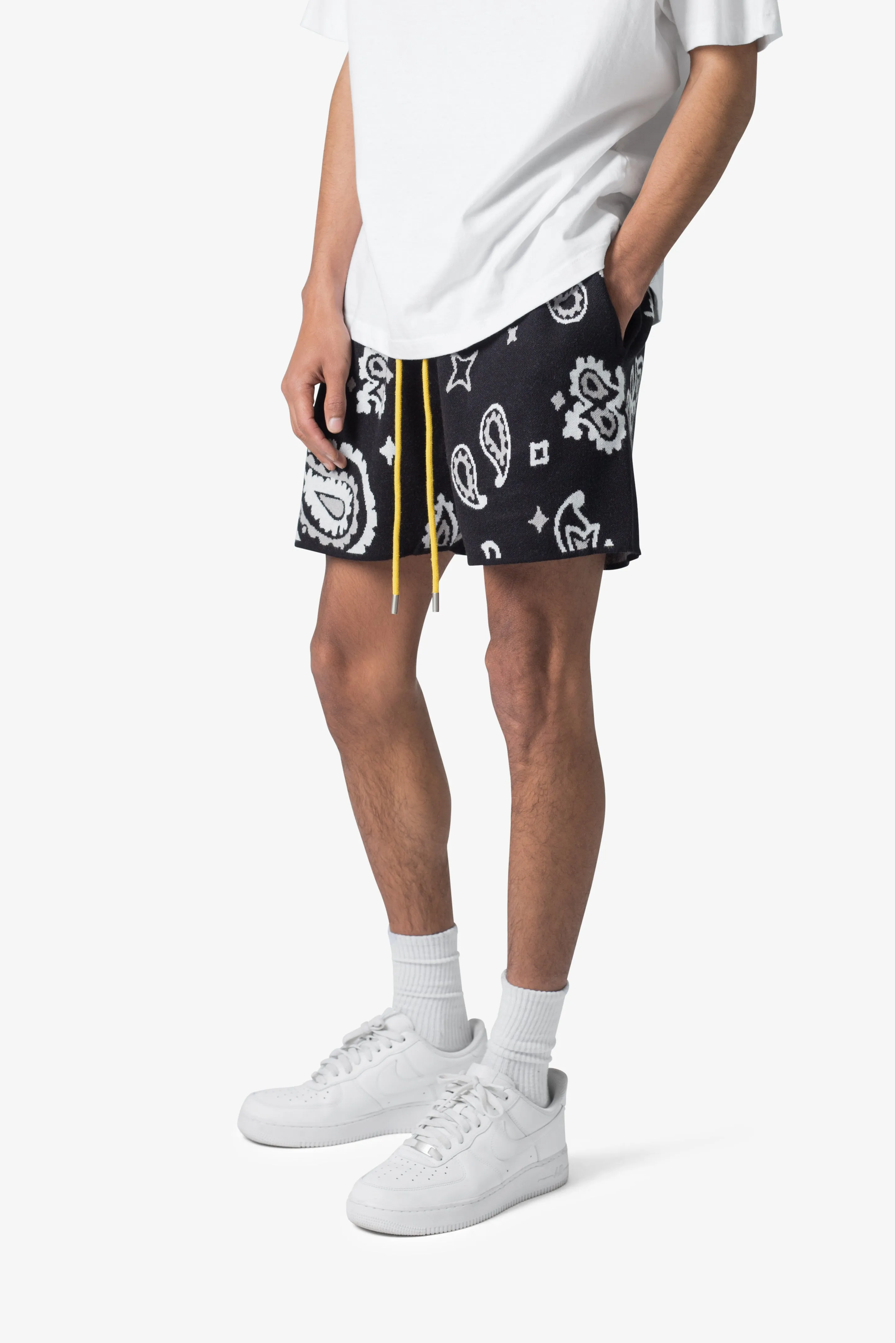 Paisley Knit Shorts - Black