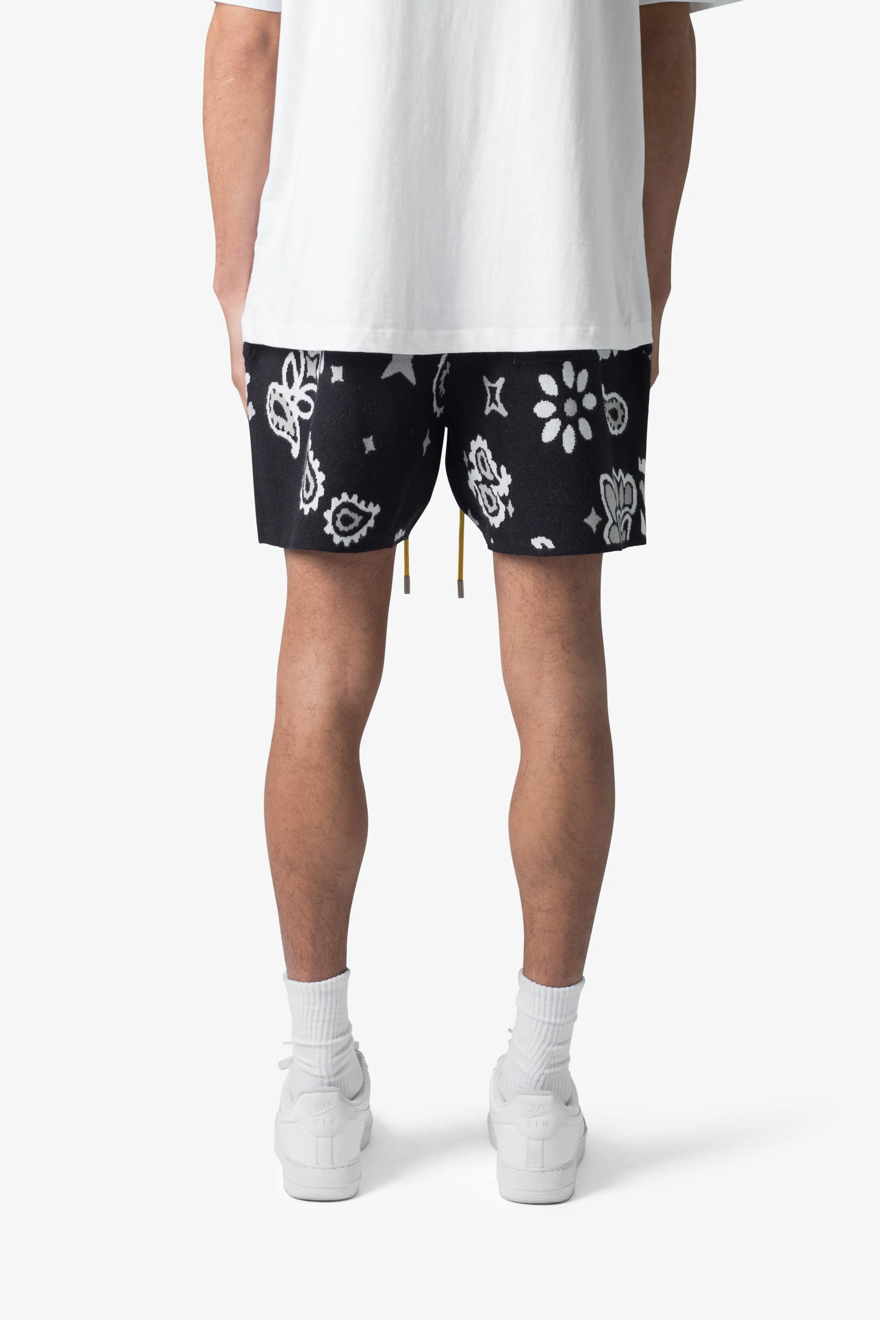 Paisley Knit Shorts - Black