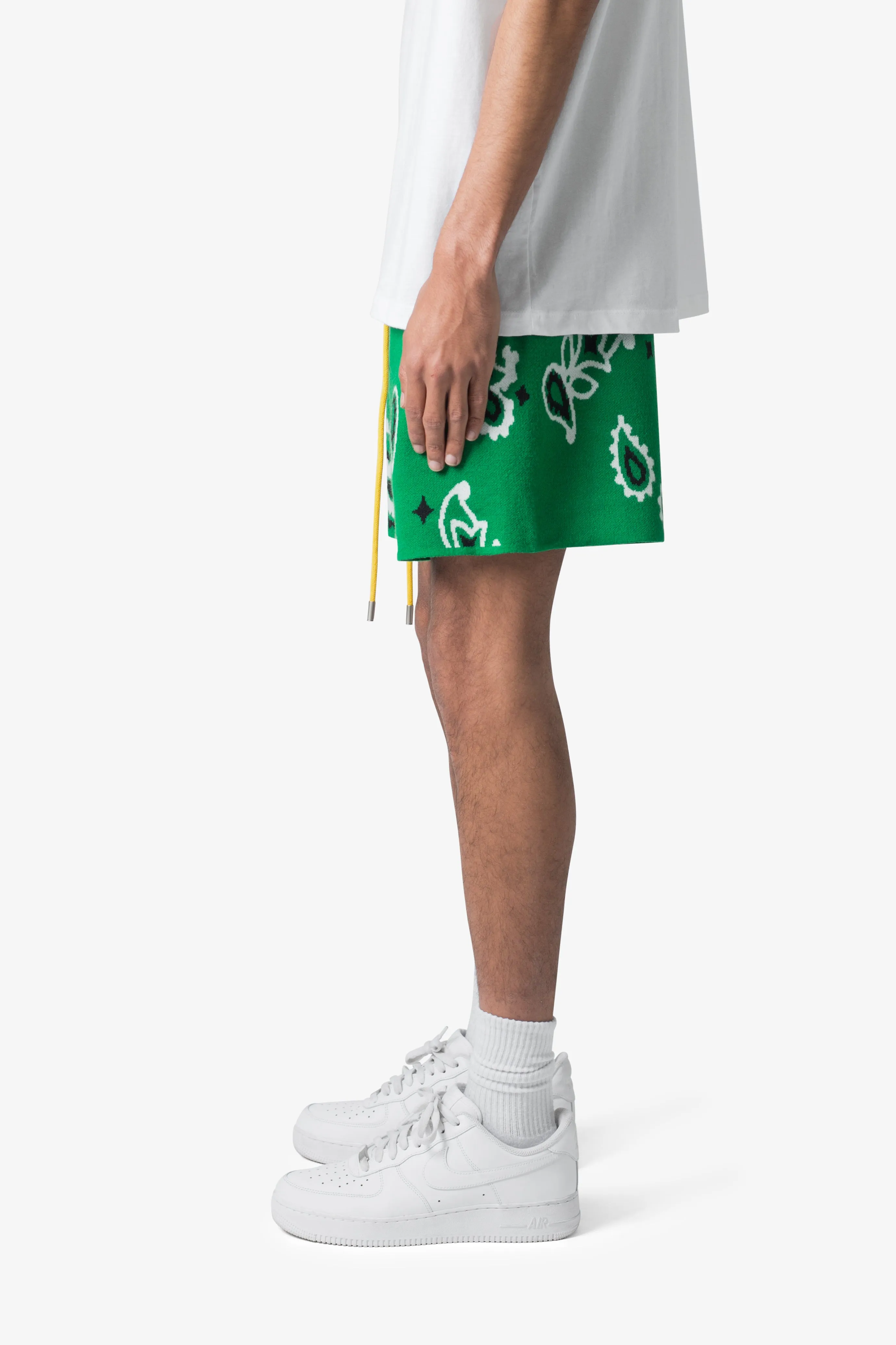 Paisley Knit Shorts - Green