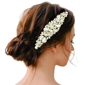 Pearl Multi Stone Embellished Flower Leaf Hair Comb