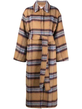 PLAID-CHECK PRINT BELTED COAT 022 CHK