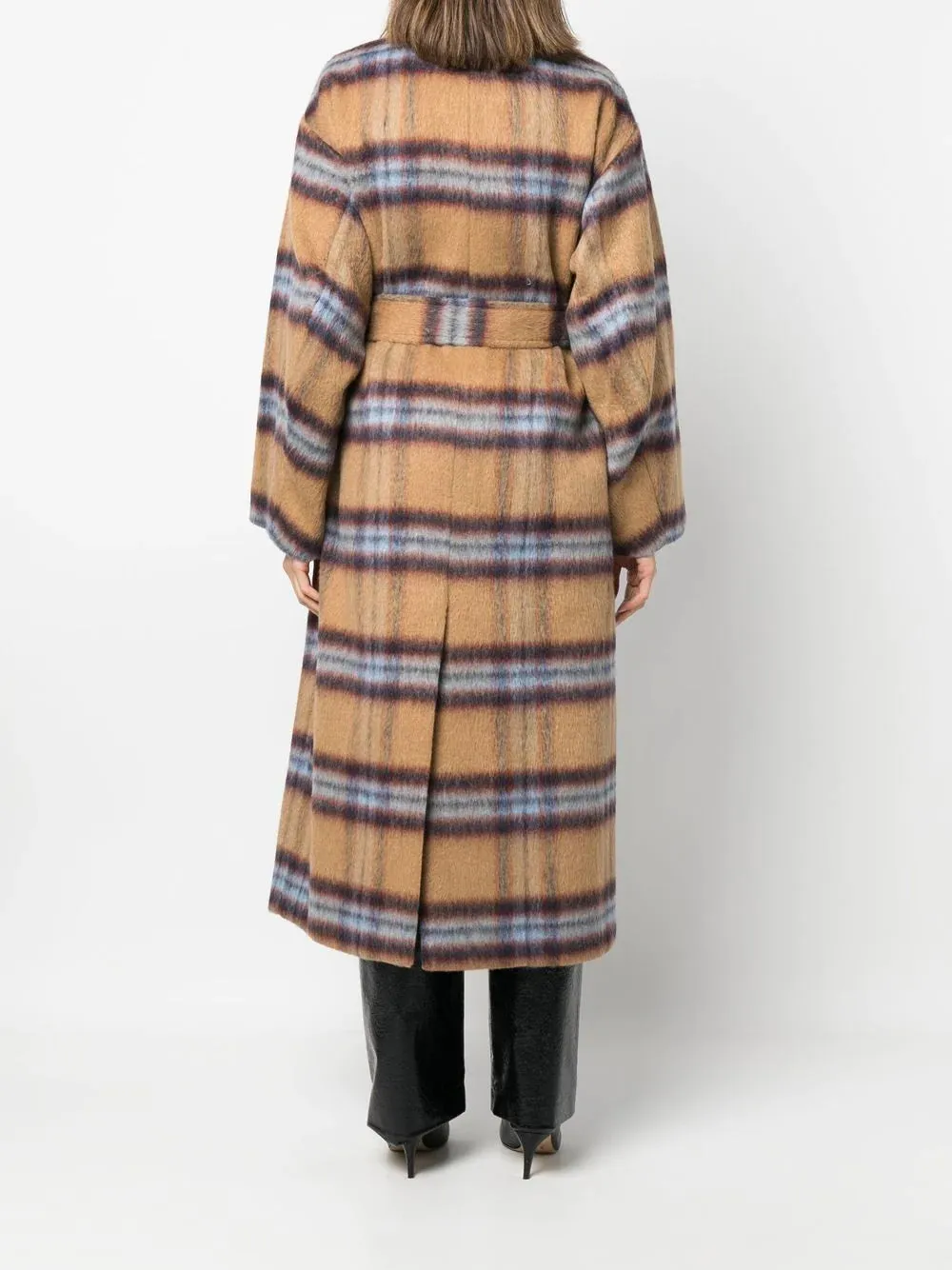 PLAID-CHECK PRINT BELTED COAT 022 CHK