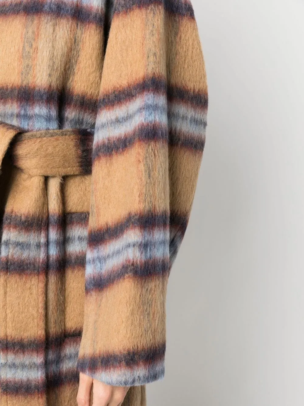 PLAID-CHECK PRINT BELTED COAT 022 CHK