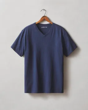 Premium Slub V-Neck Tee - Navy