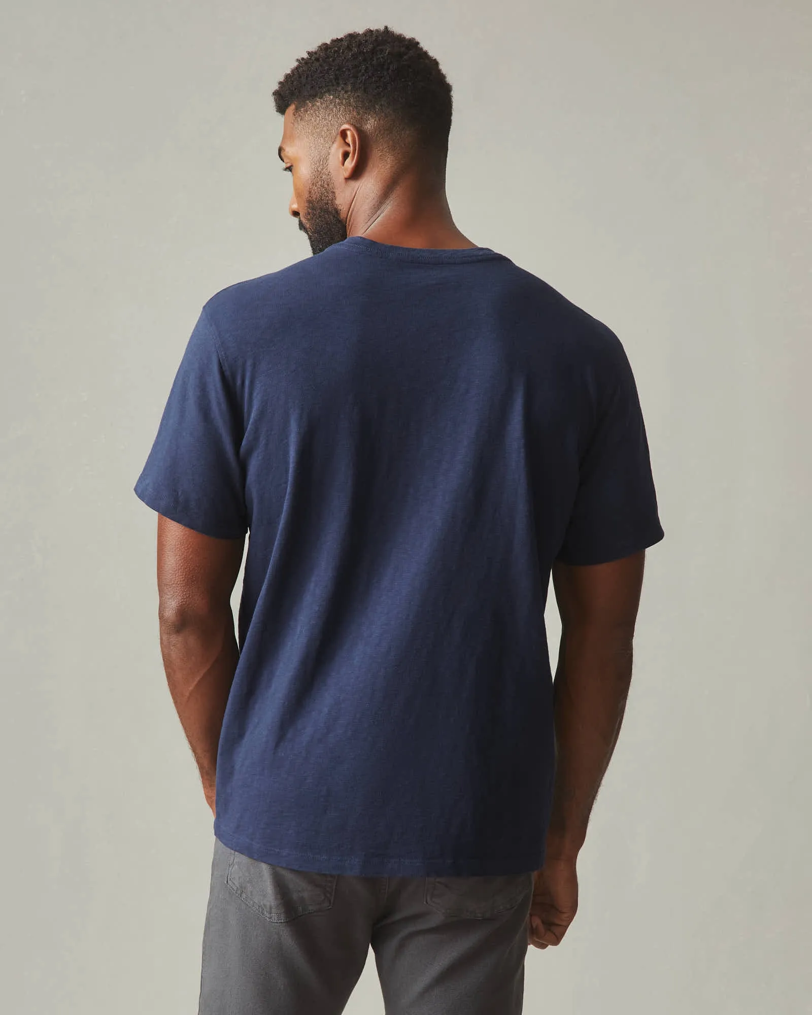 Premium Slub V-Neck Tee - Navy