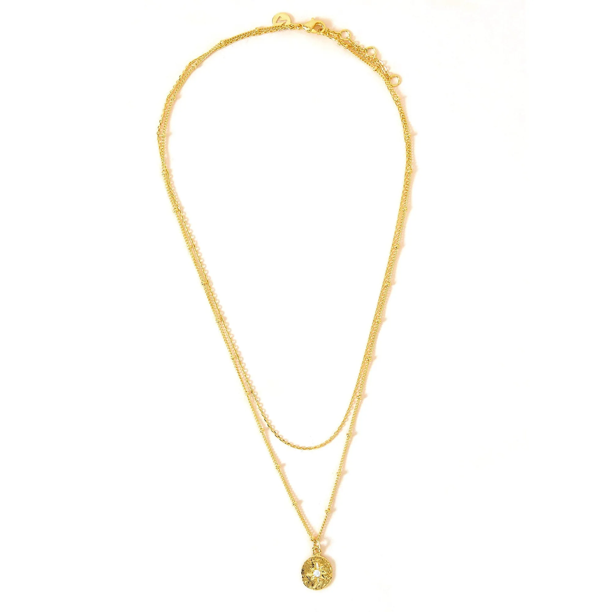 Real Gold Plated Z Organic Sparkle Star Layer Necklace