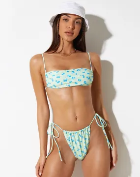 Reema Bikini Top in Ditsy Flower Lime Blue