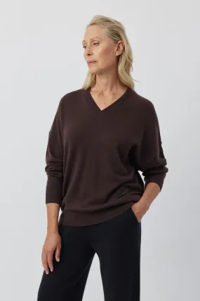 Relaxed Cashmere V Sweater - Cacao