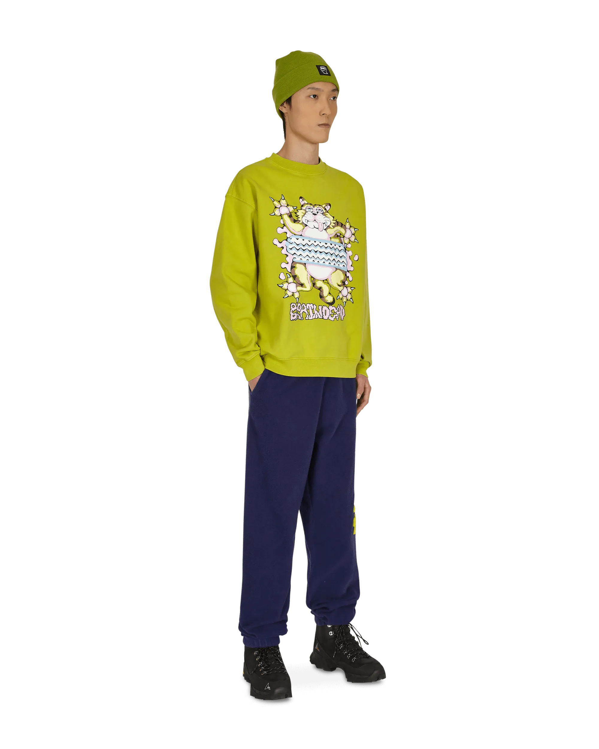 Relaxed Cat Crewneck Sweatshirt Green