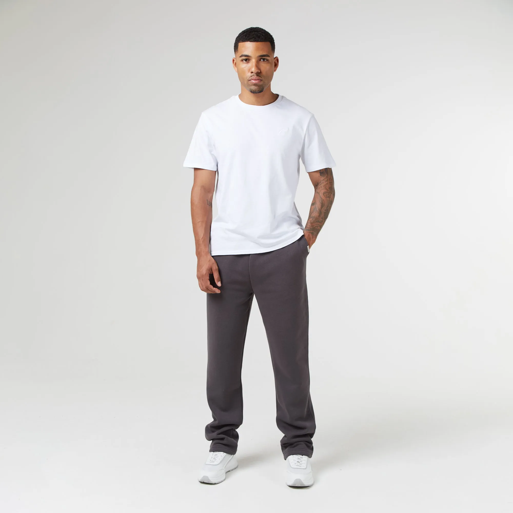 Relaxed Fit Open Hem Jogger | Dark Grey