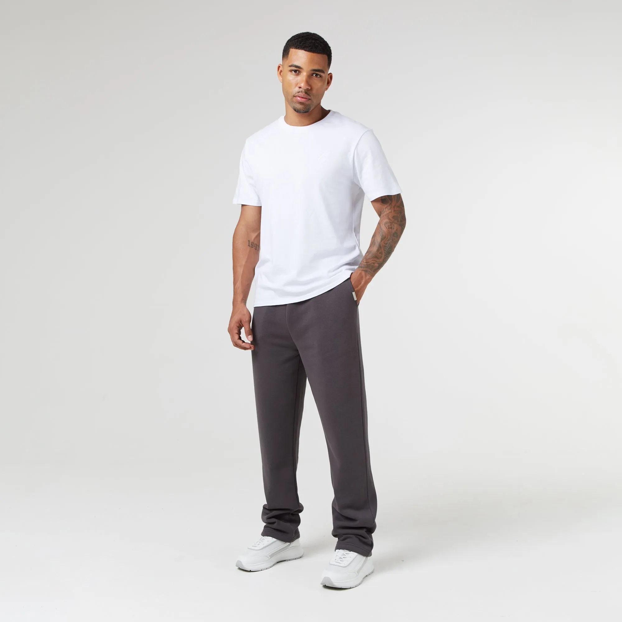 Relaxed Fit Open Hem Jogger | Dark Grey