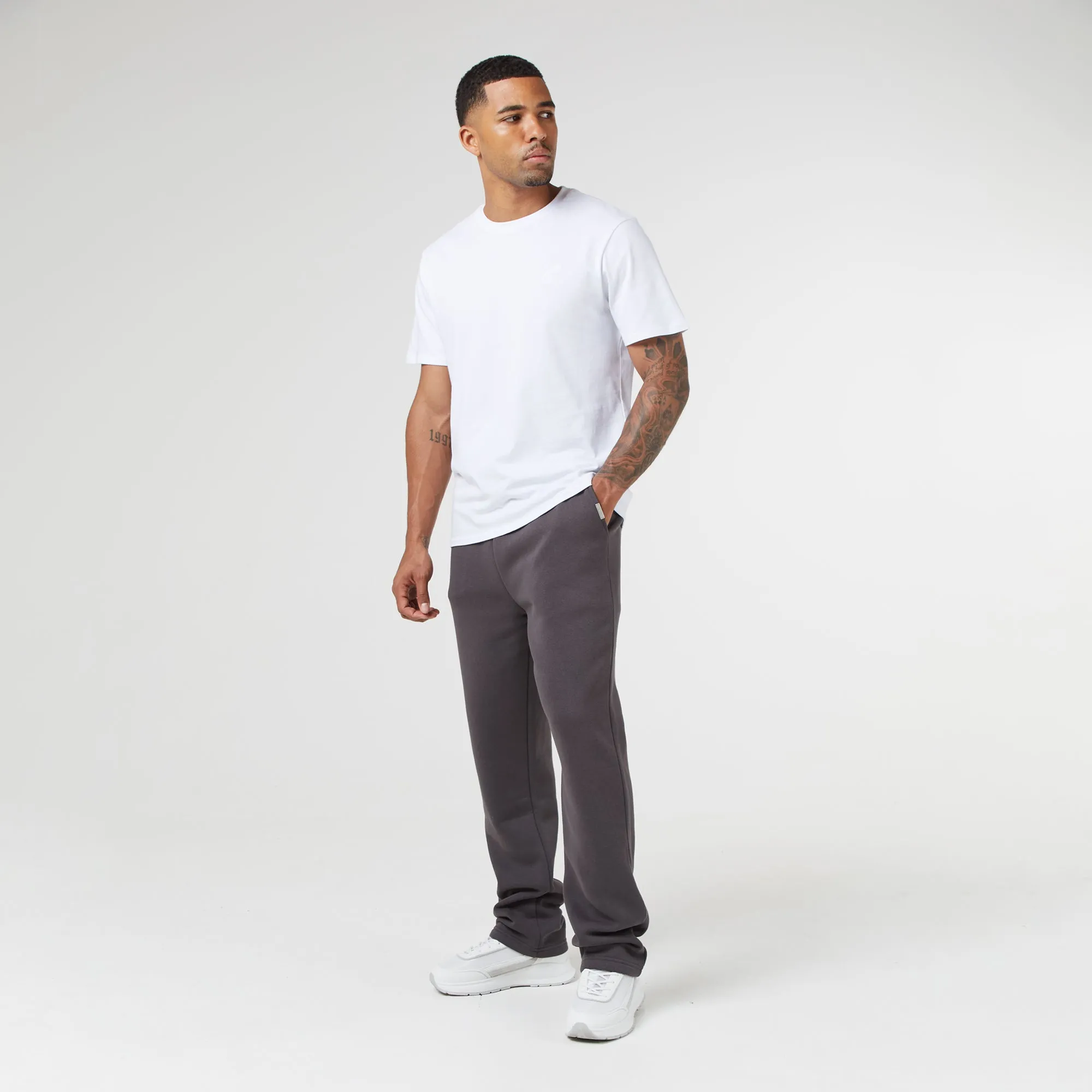 Relaxed Fit Open Hem Jogger | Dark Grey