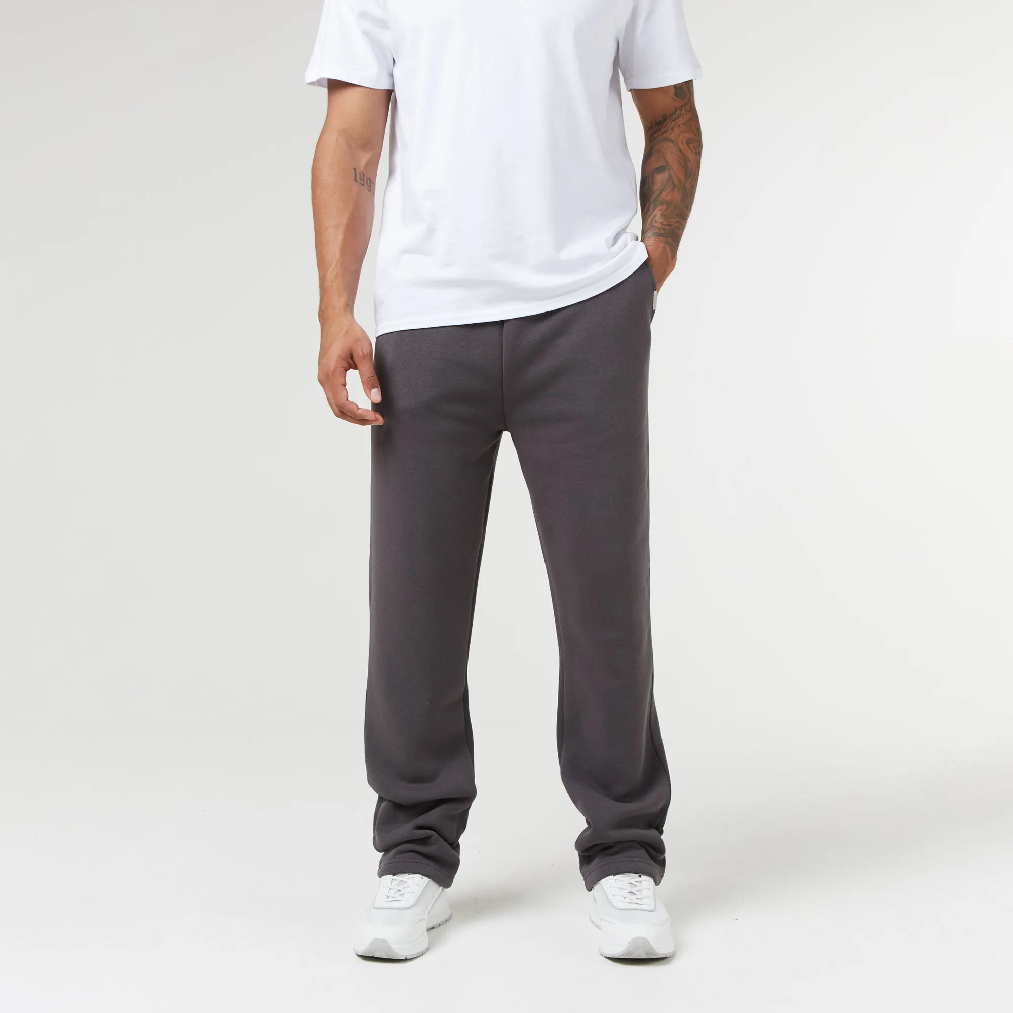 Relaxed Fit Open Hem Jogger | Dark Grey