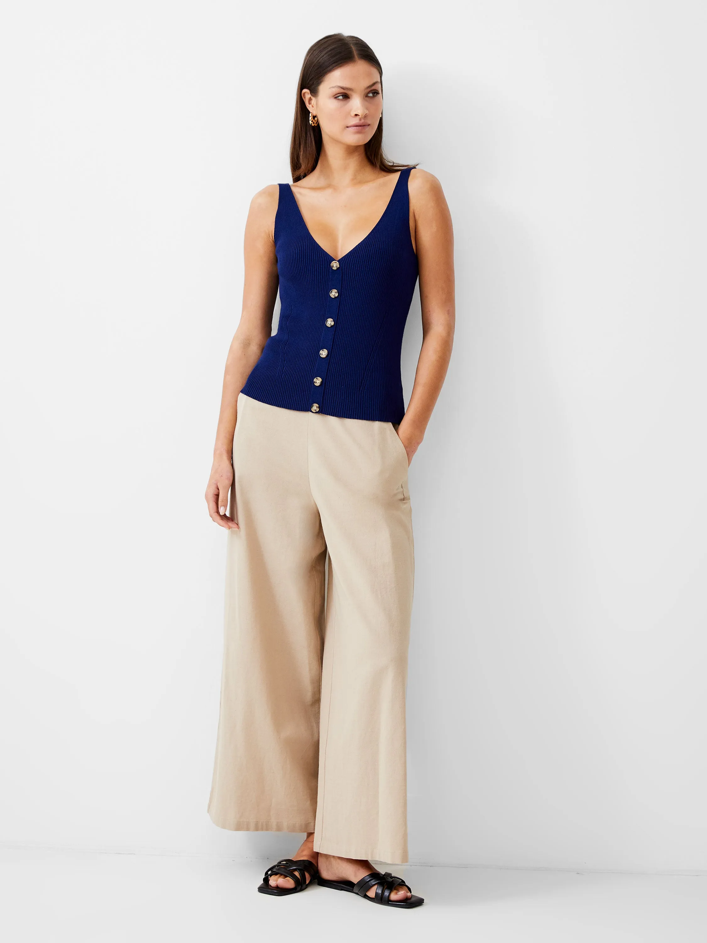 Ribbed Button-Through Vest