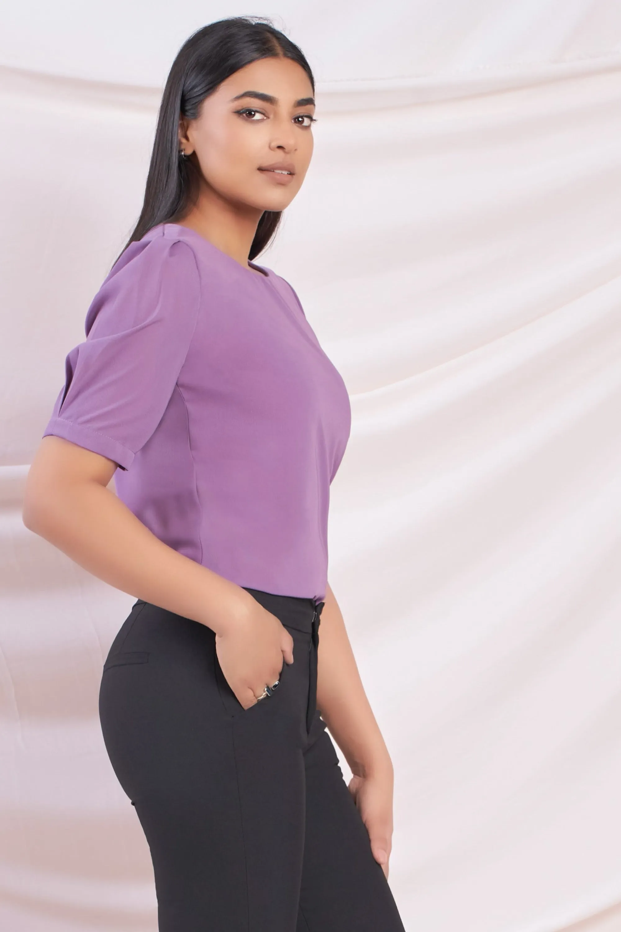 Sleeve Pleat Detail Top