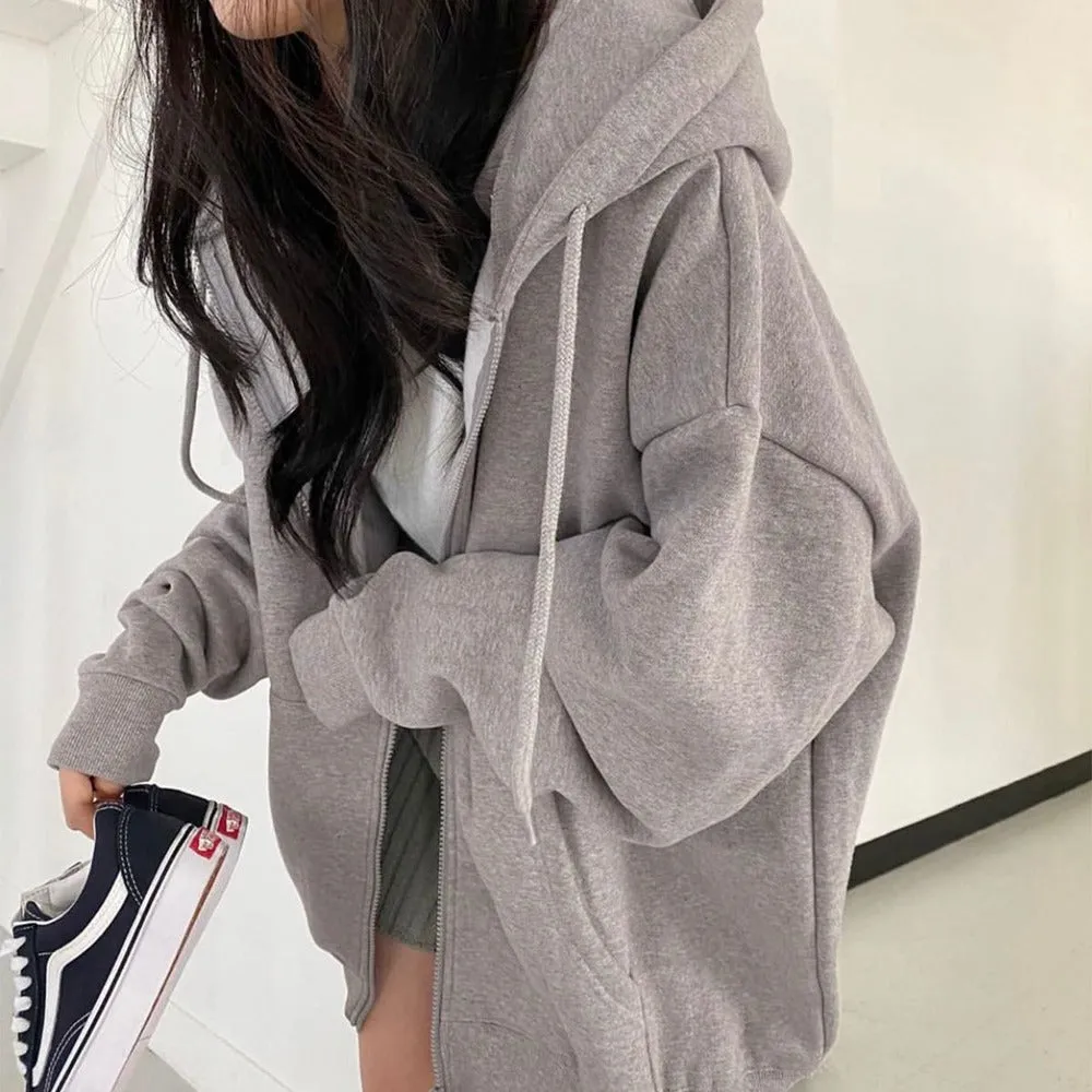 Solid Color Hooded Sweatshirt