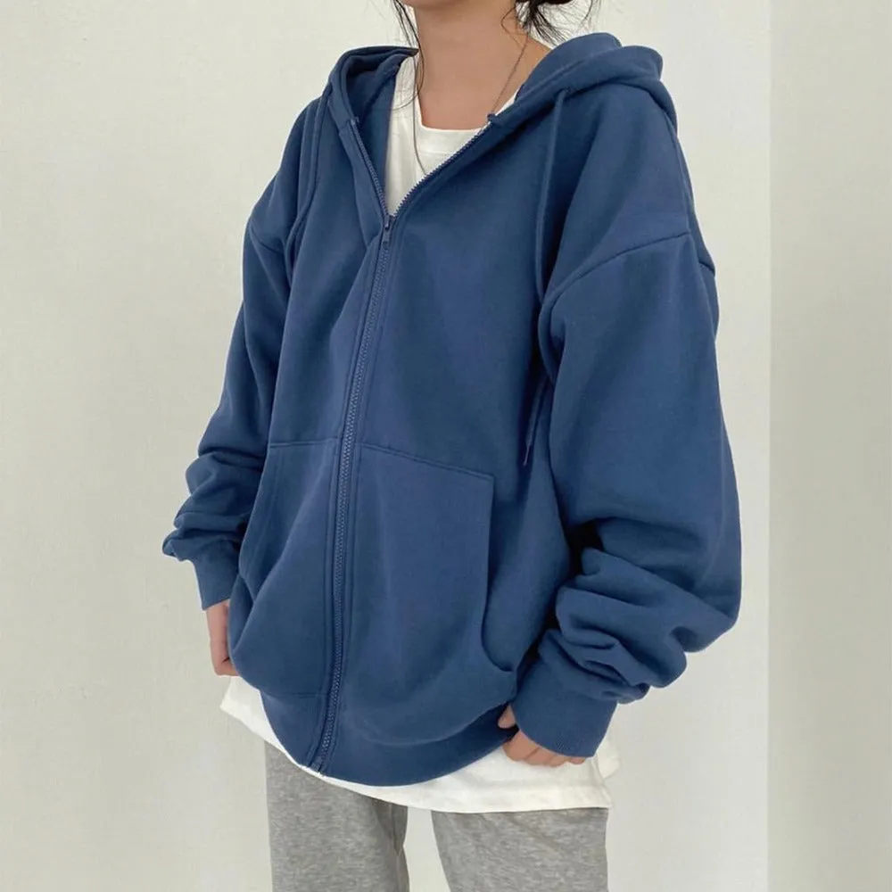 Solid Color Hooded Sweatshirt