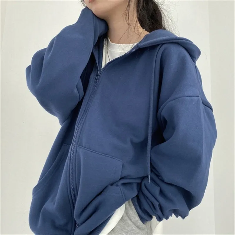 Solid Color Hooded Sweatshirt