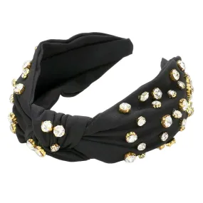 Stone Embellished Burnout Knot Headband