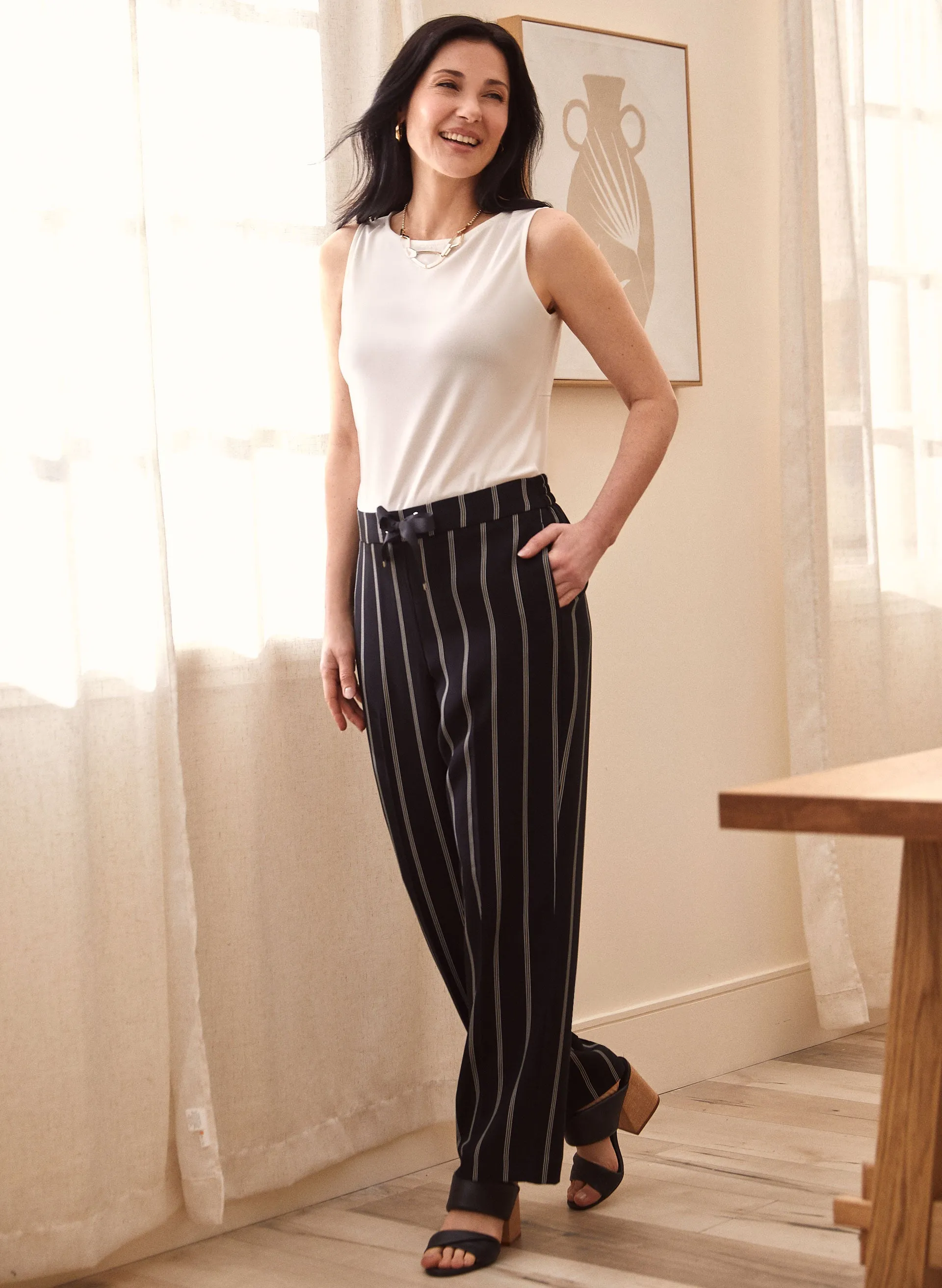 Stripe Print Pull-On Pants