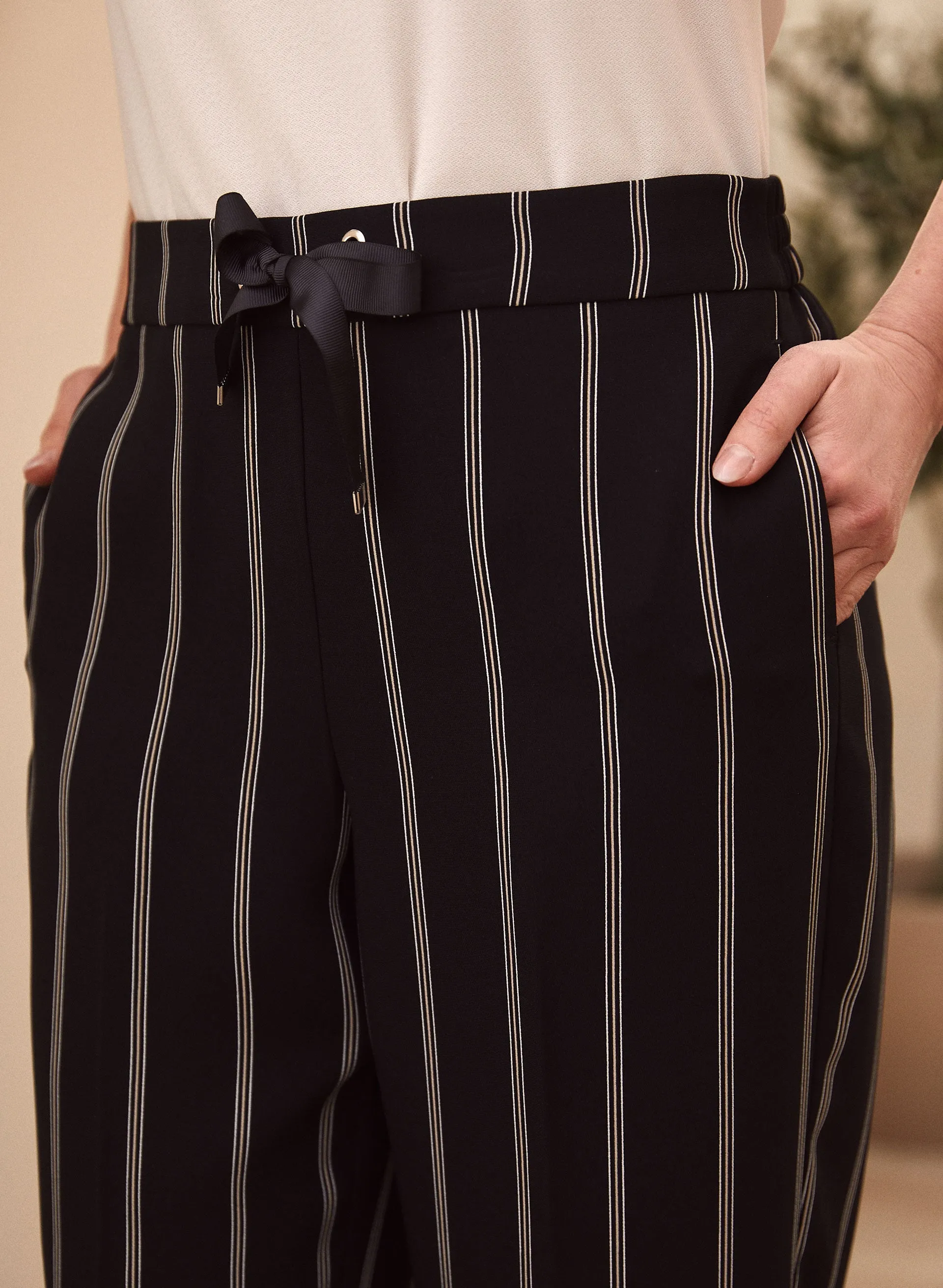 Stripe Print Pull-On Pants