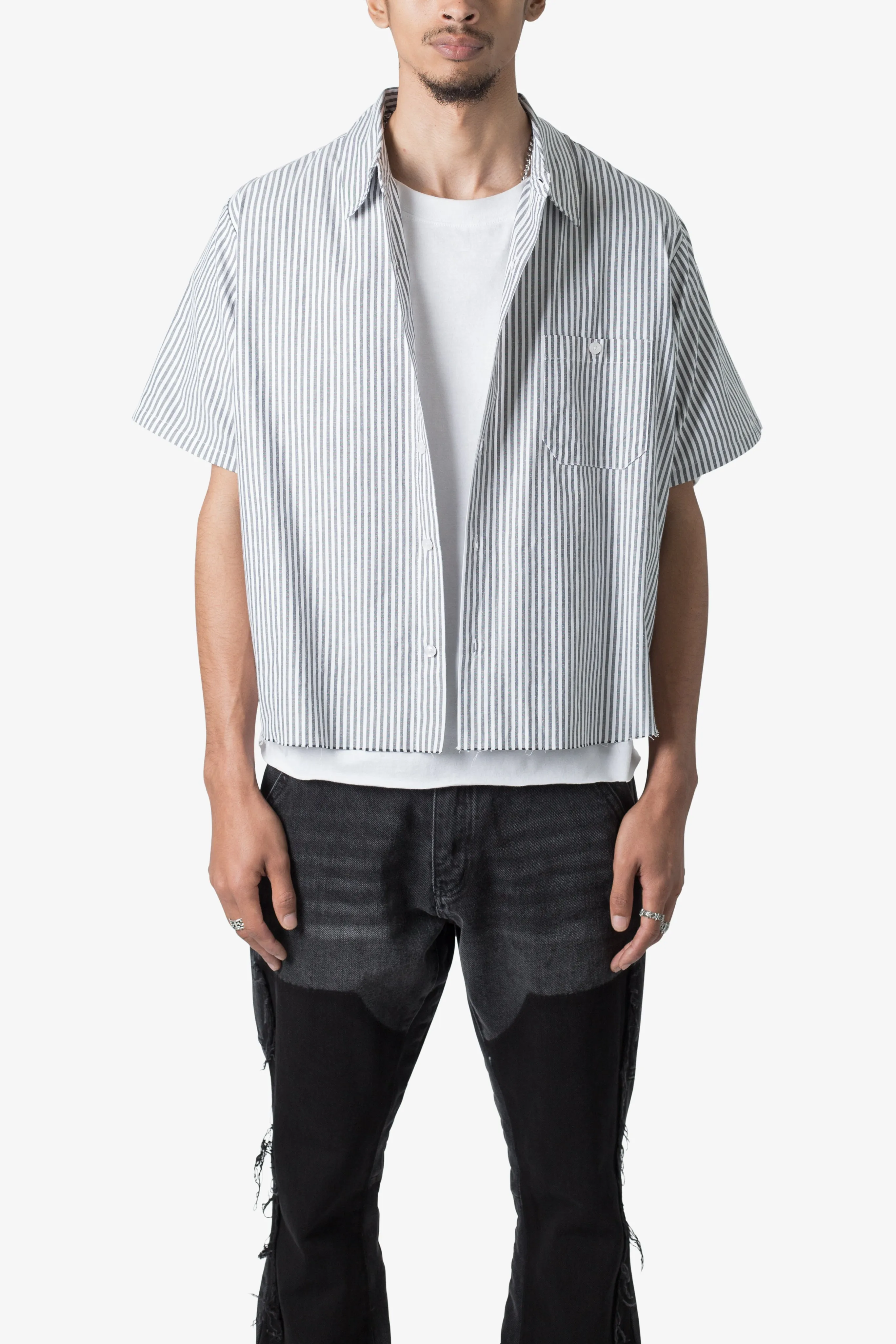 Striped S/S Shirt - Grey/White