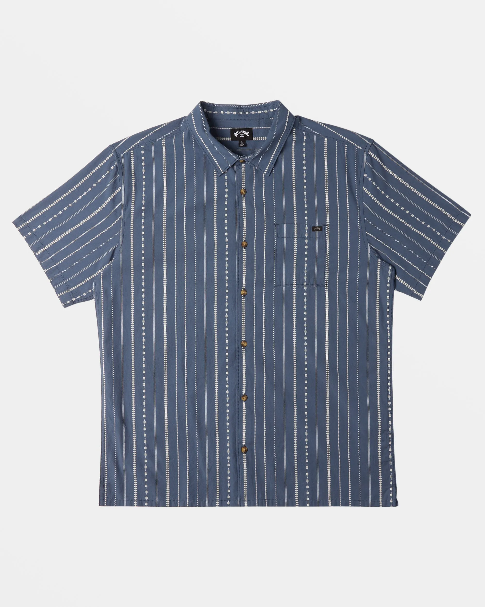 Sundays Jacquard Short Sleeve Shirt - Smoke Blue