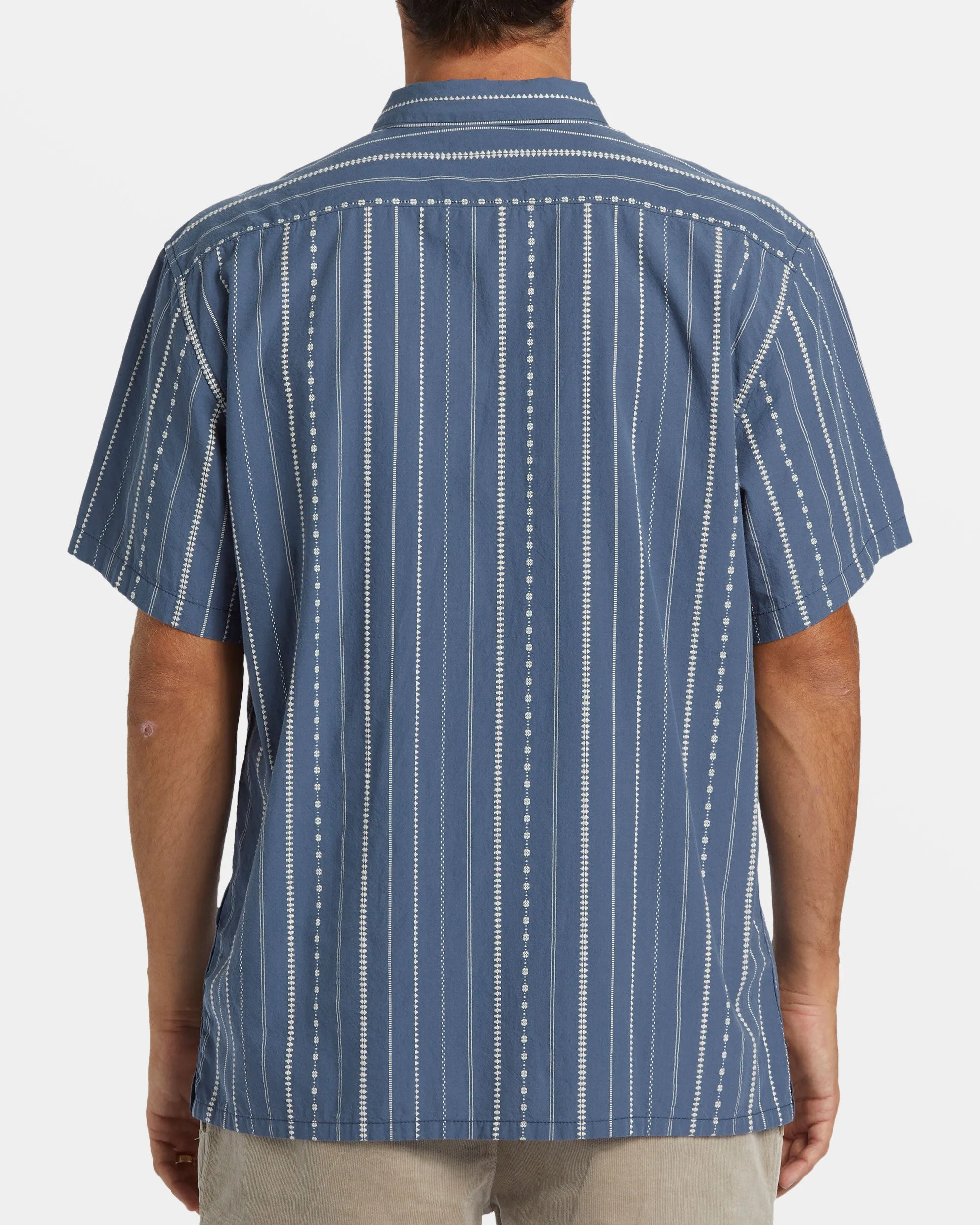 Sundays Jacquard Short Sleeve Shirt - Smoke Blue