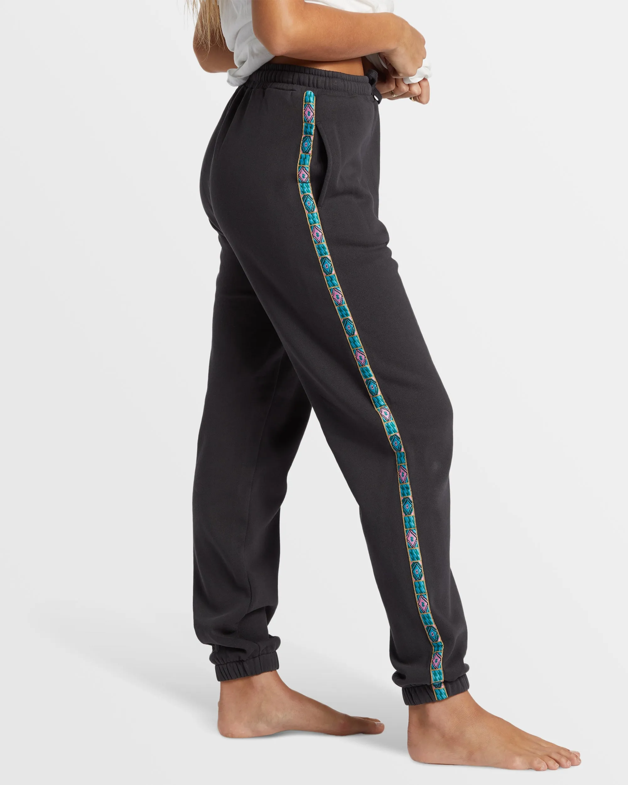 Swipe Right Elastic Waist Joggers - Black Sands