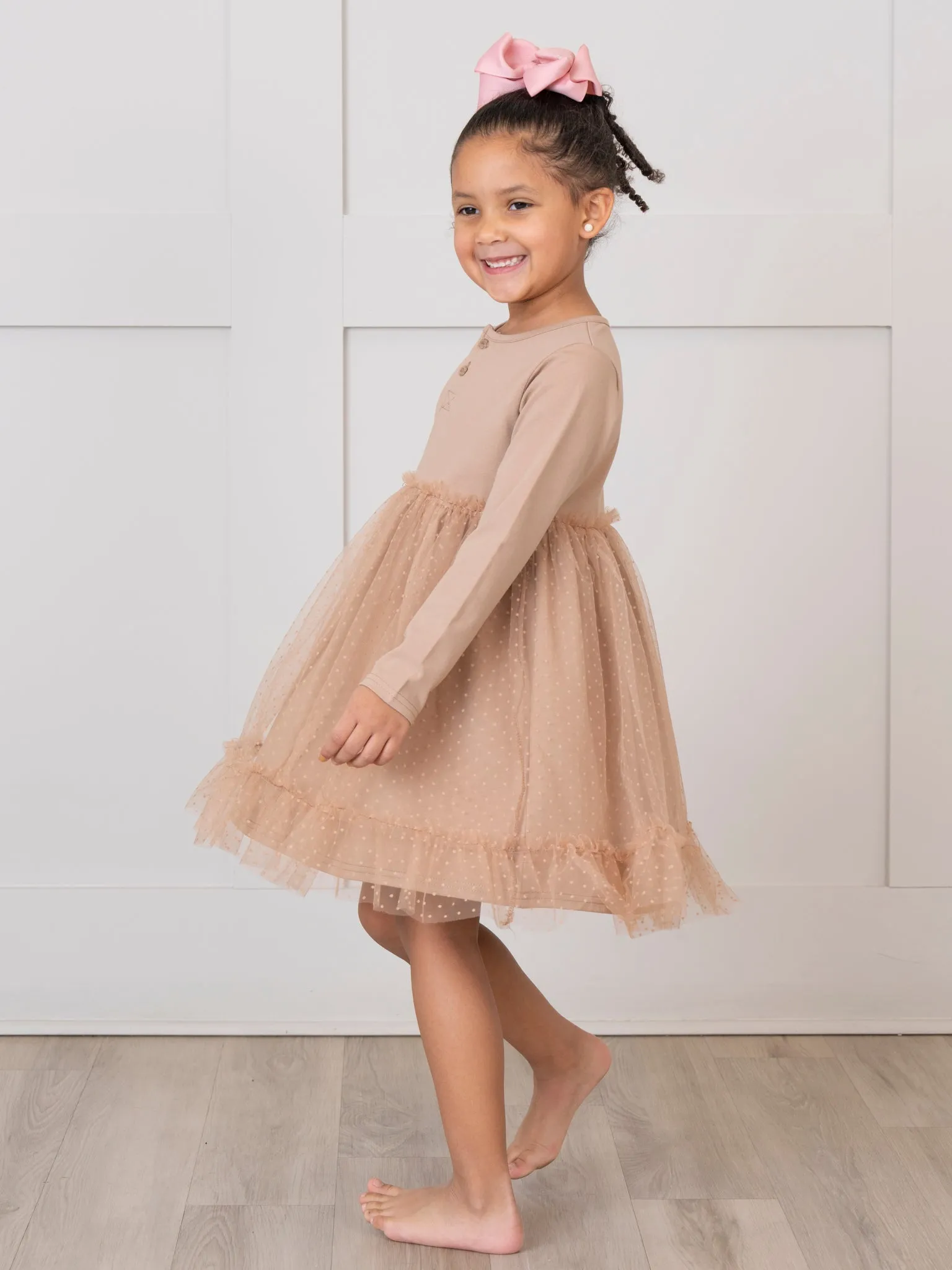 Swiss Dot Overlay Tulle Dress