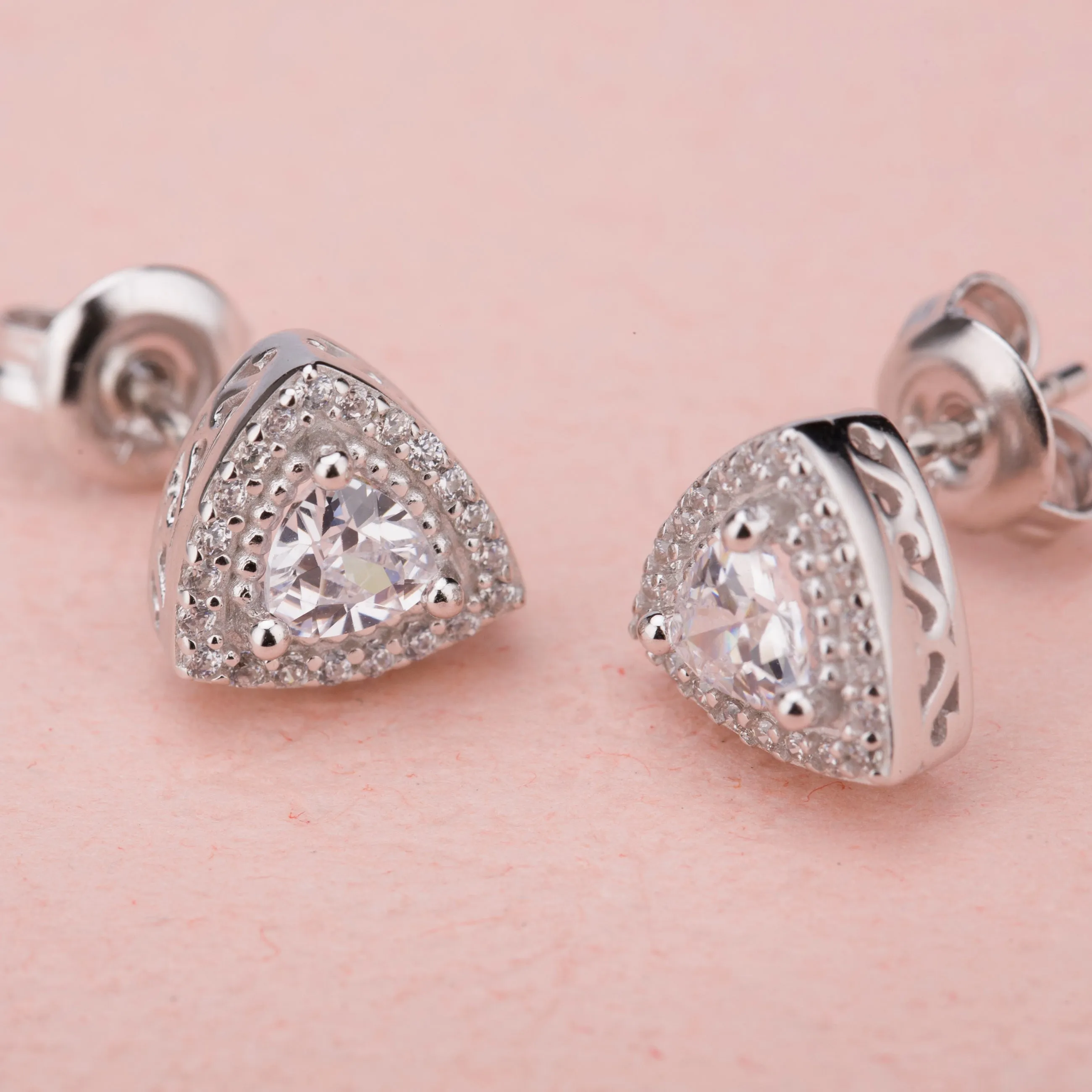 Trillion Beauty Stud Earrings- 925 Silver