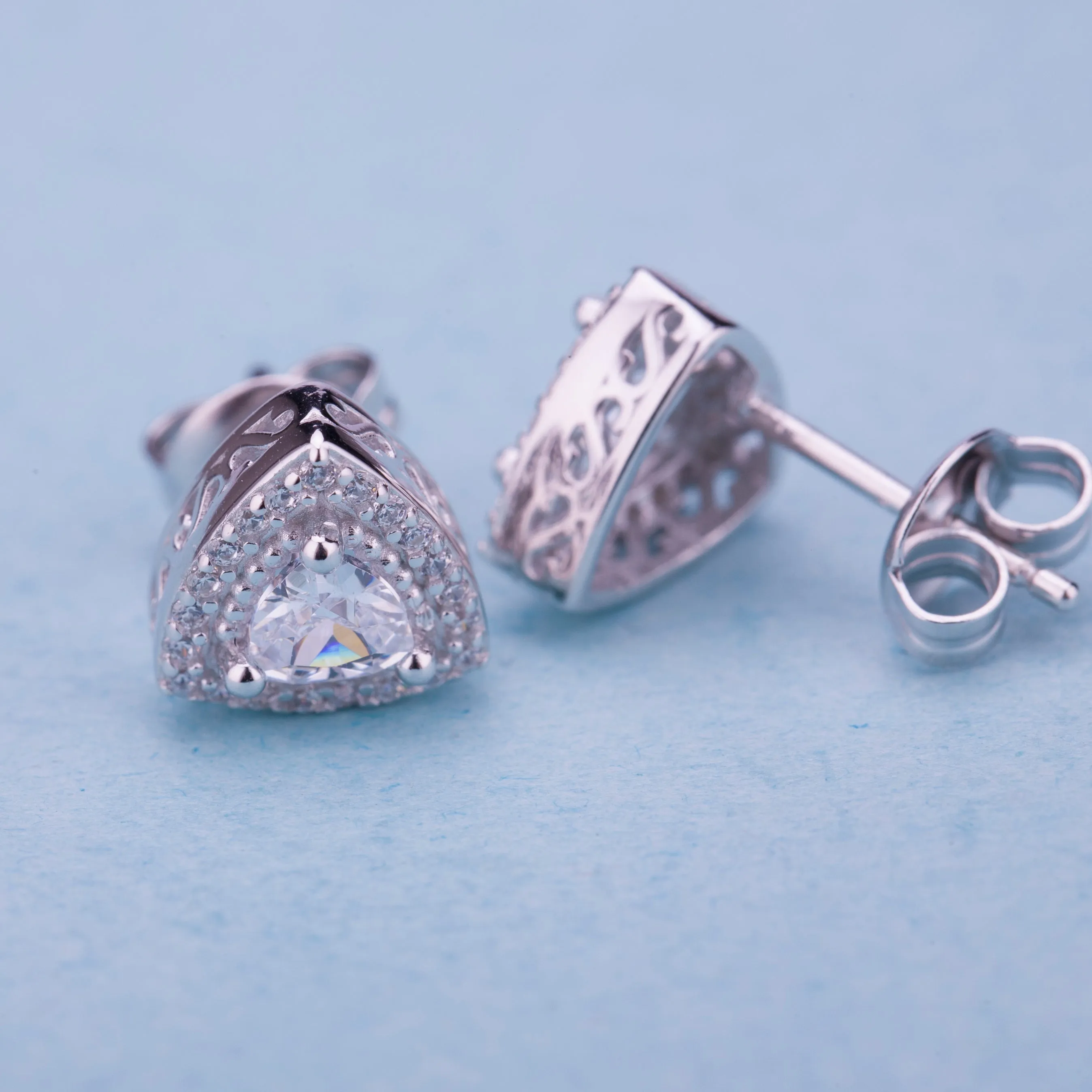 Trillion Beauty Stud Earrings- 925 Silver