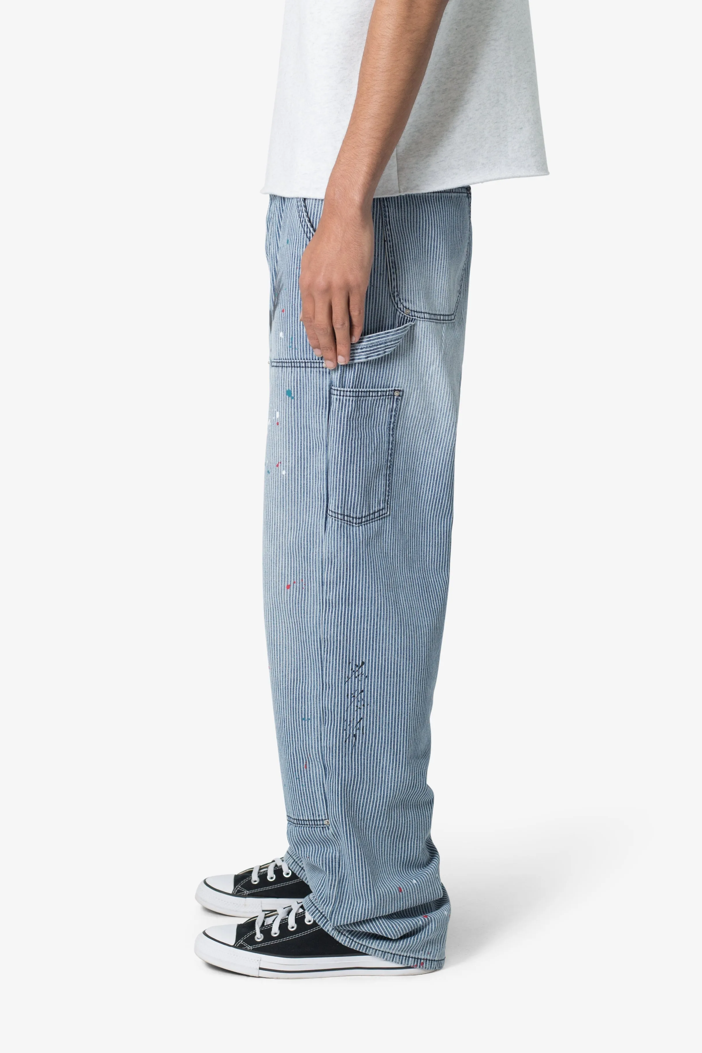 Ultra Baggy Jacquard Carpenter Pants - Grey