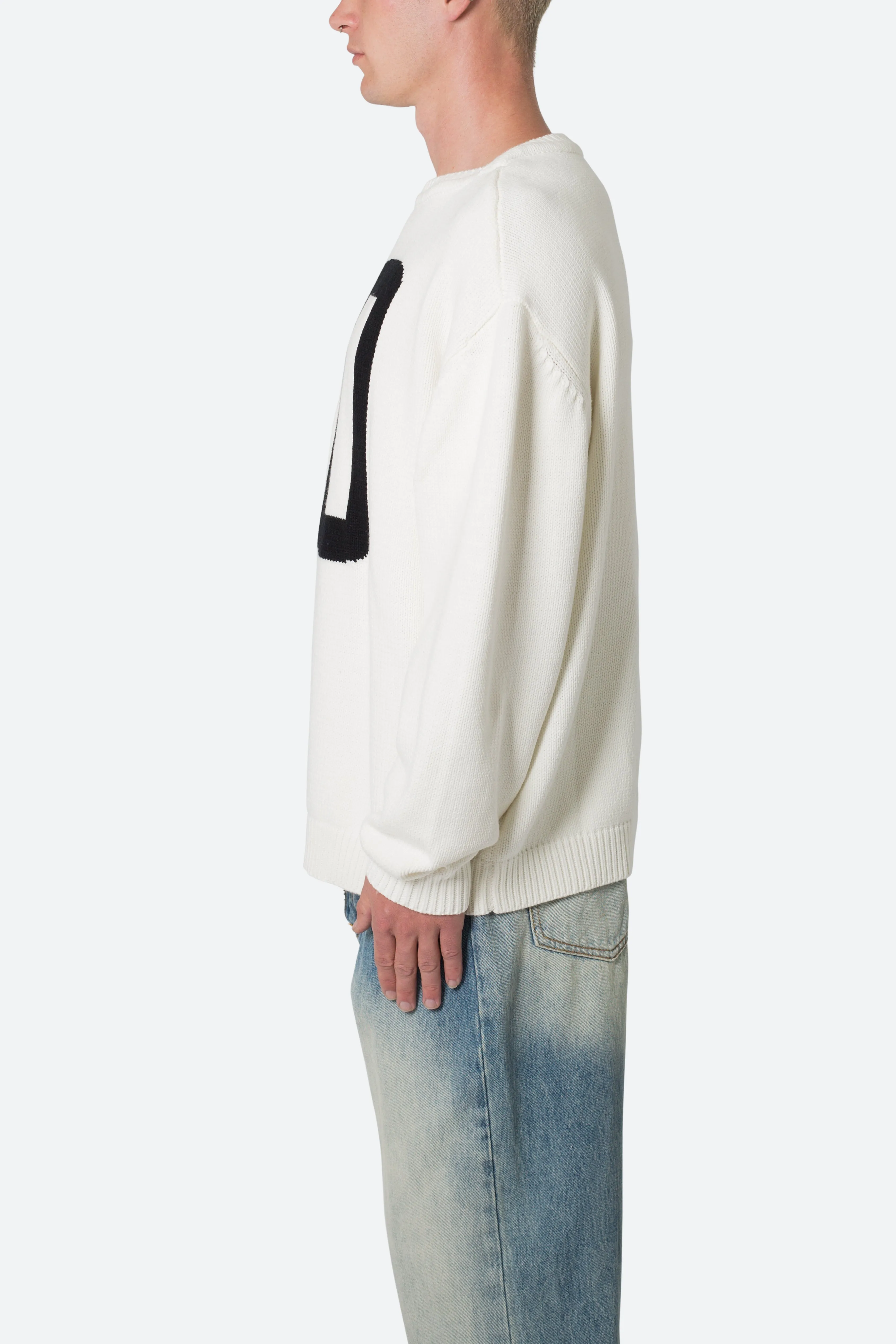 Varsity Knit Sweater - Off White