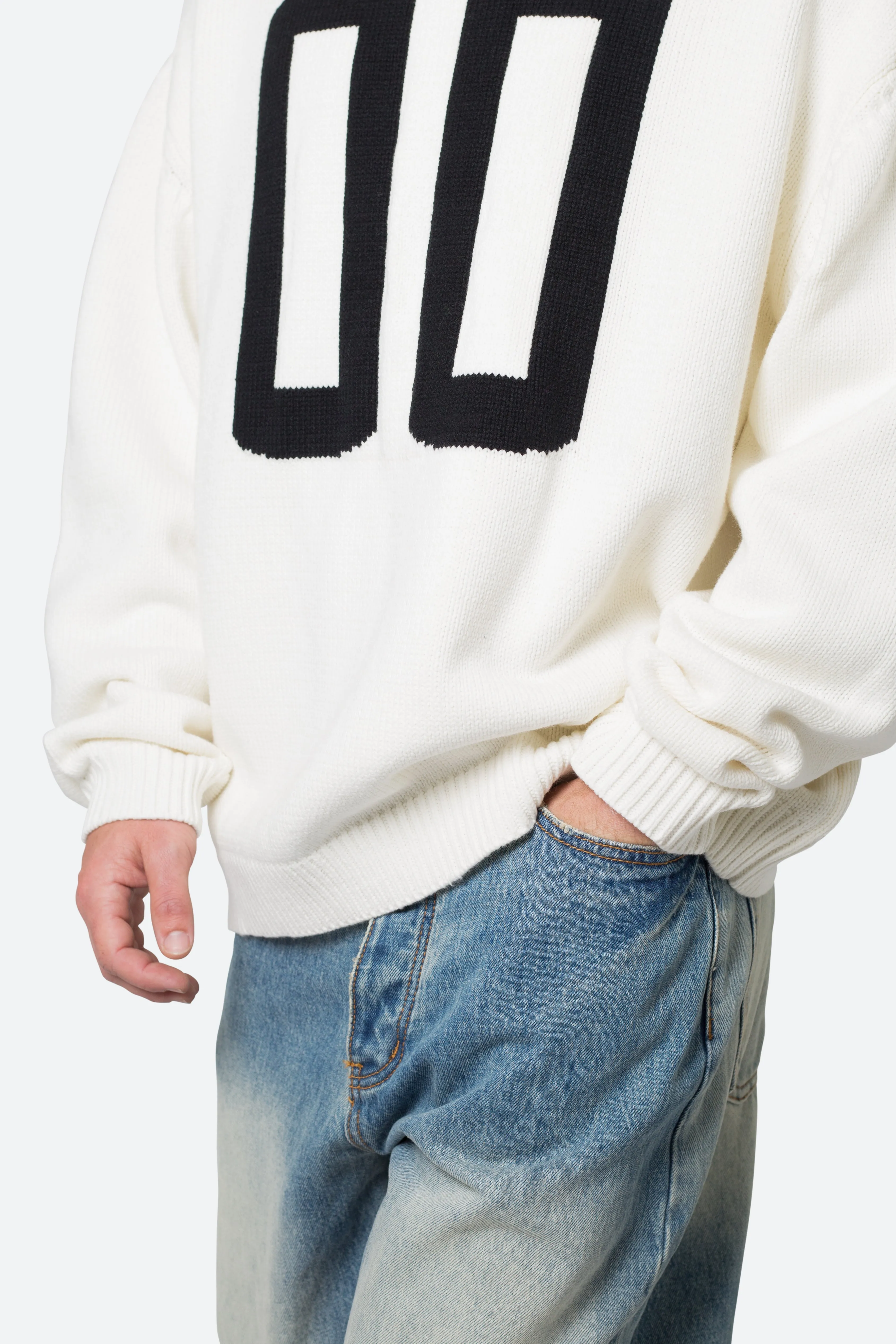 Varsity Knit Sweater - Off White