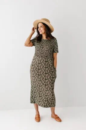 'Vita' Bamboo Blend Smocked Bodice Midi Dress