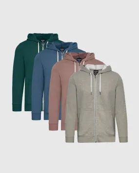 Warm Full Zip Fleece Hoodie 4-Pack