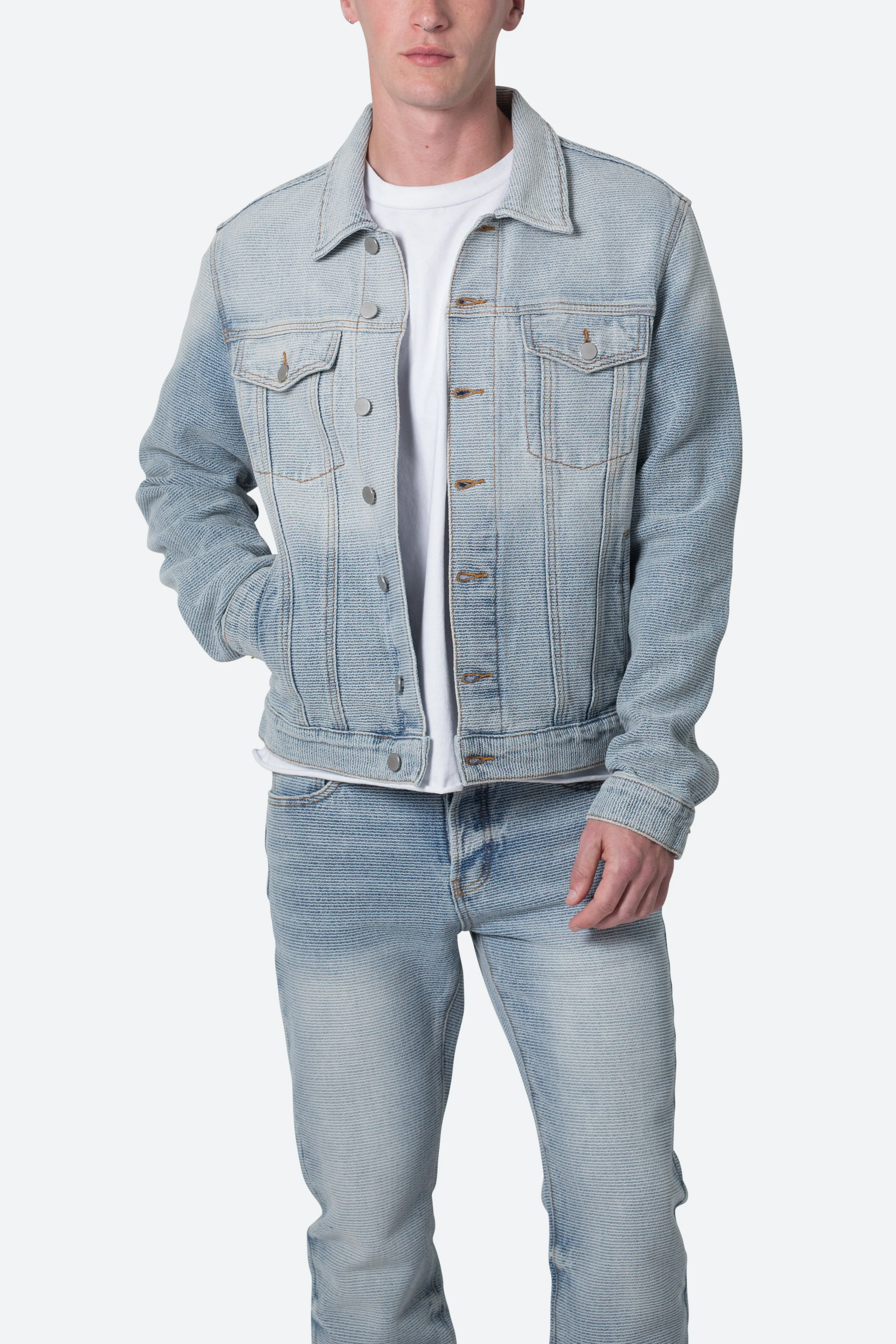 Western Crosshatch Trucker Jacket - Blue