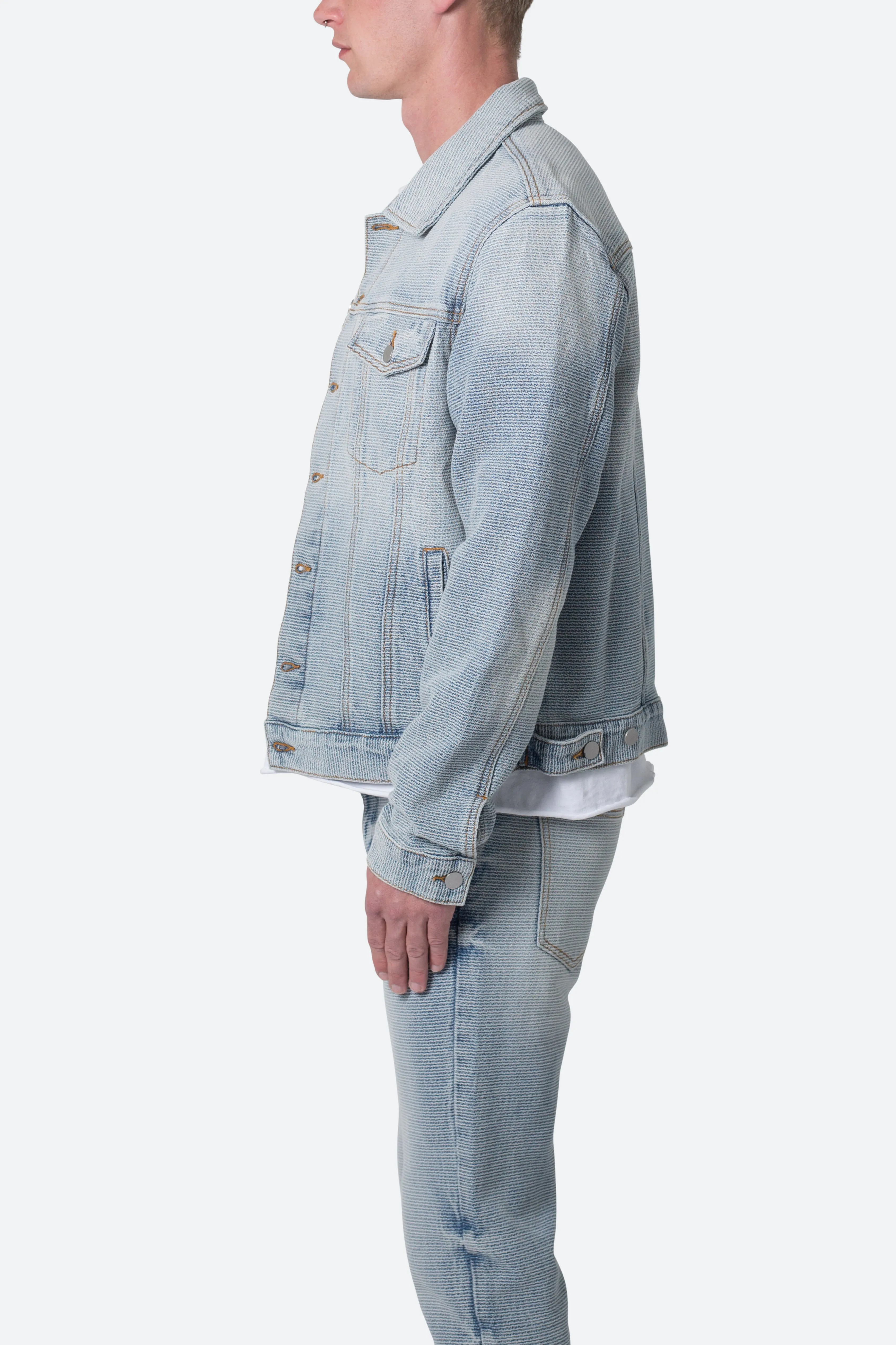 Western Crosshatch Trucker Jacket - Blue