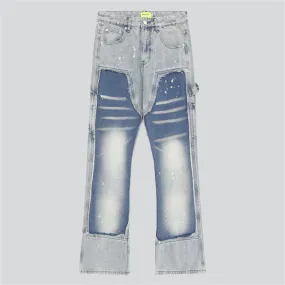 White Ink Spot Patchwork Blue Jeans